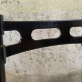 Set of six black lacquered wooden chairs.
