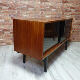 Renovated Violetta Display Cabinet with sliding glass doors, 1970s, Poland