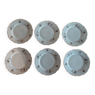 Series plates of six in porcelain of Paris old Paris XIXth golden edge