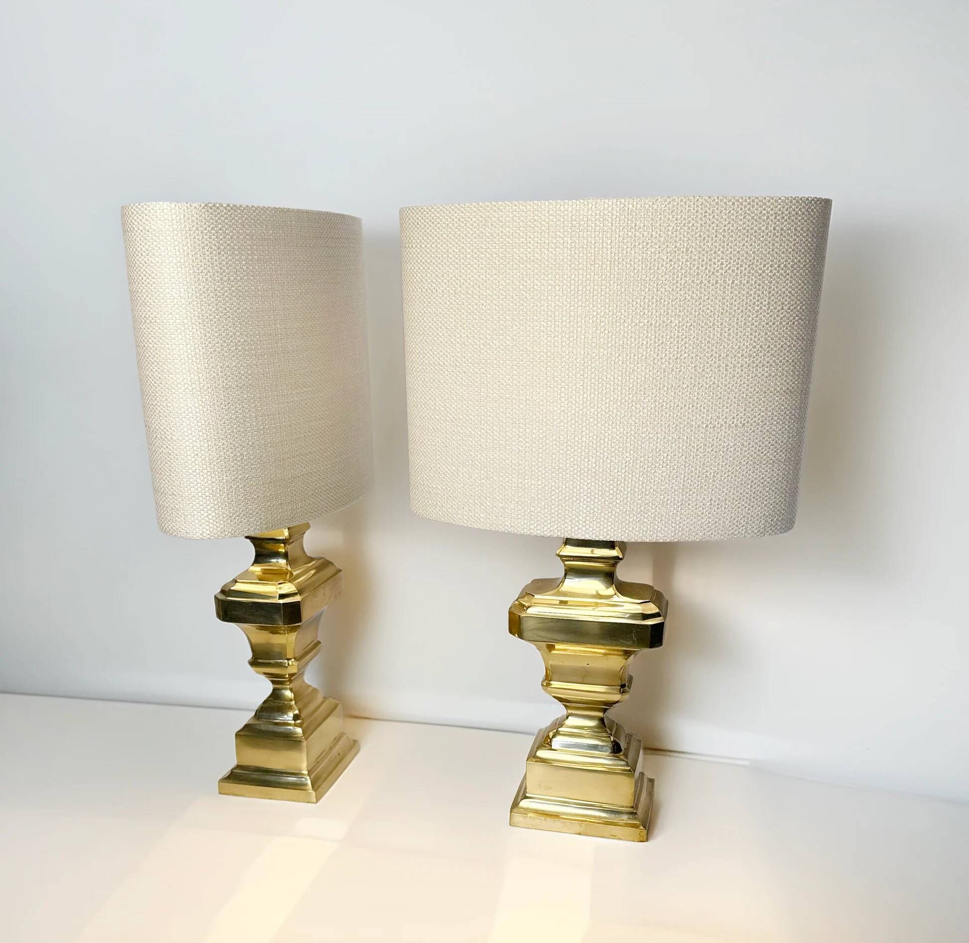 Pair of Italian brass table lamps from the 1950s.