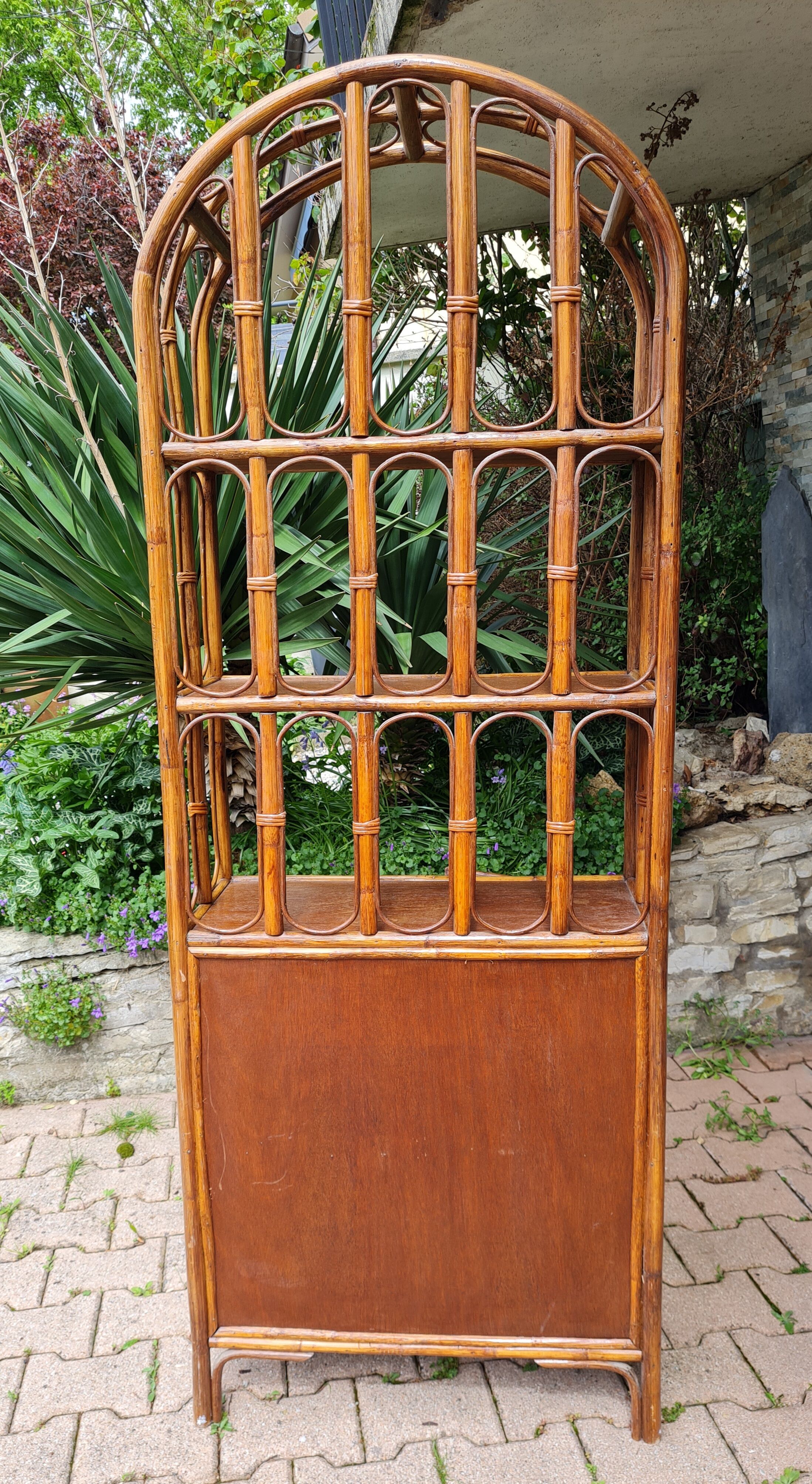 Rattan furniture and canning with vintage shelves