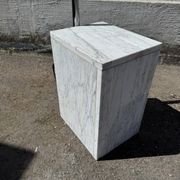 Oversized White Marble & Chrome Arc Floor Lamp — 1970s Italian Aluminum Dome