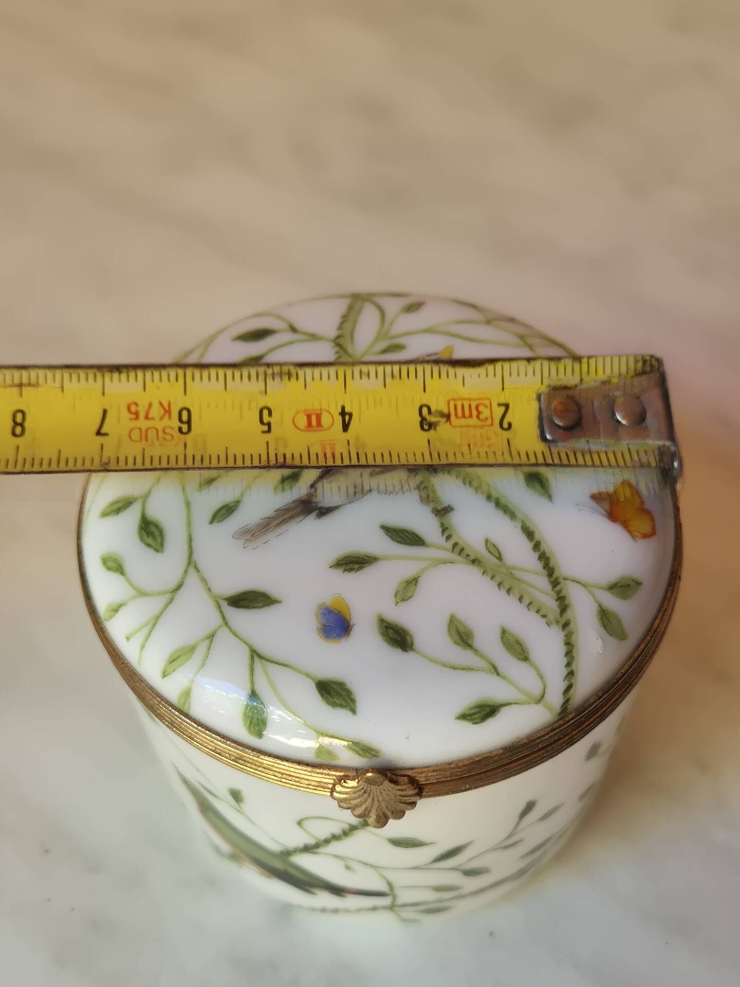 Vintage Raynaud Limoges Porcelain Box with Birds & Floral Decoration