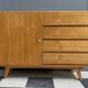 Blonde wood buffet Jiri Jiroutek, model U458 from the 1960s, with 4 drawers and a door.