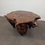 Brutalist coffee table in elm burl