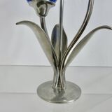 Silver-plated pewter candlestick signed Jean Goardère, 1970