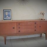 Scandinavian sideboard in teak and teak veneer in the late 60s