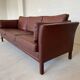 Mid century vintage danish mogens hansen 3 person sofa in burgundy leather
