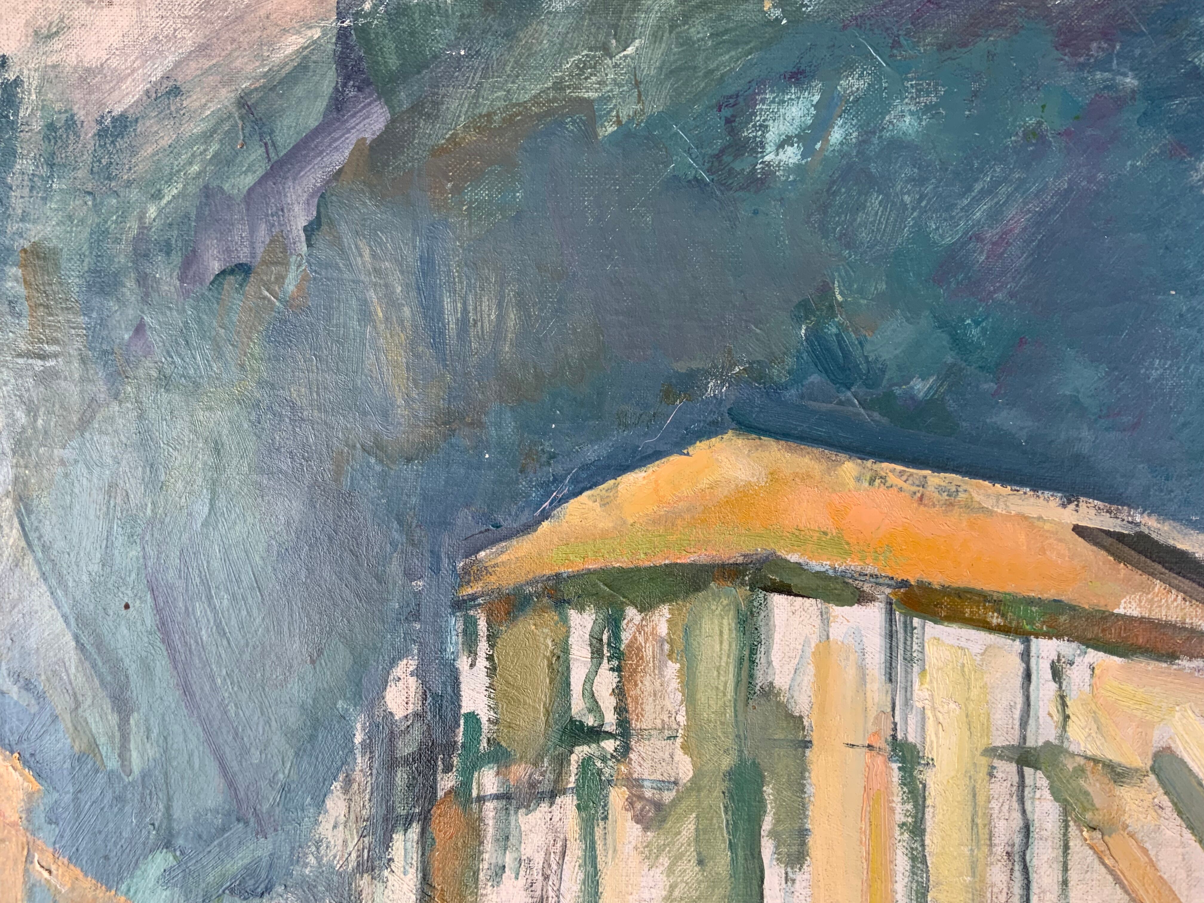 Vintage oil on canvas by S.Ekengren Architectural Landscape at Cadaques