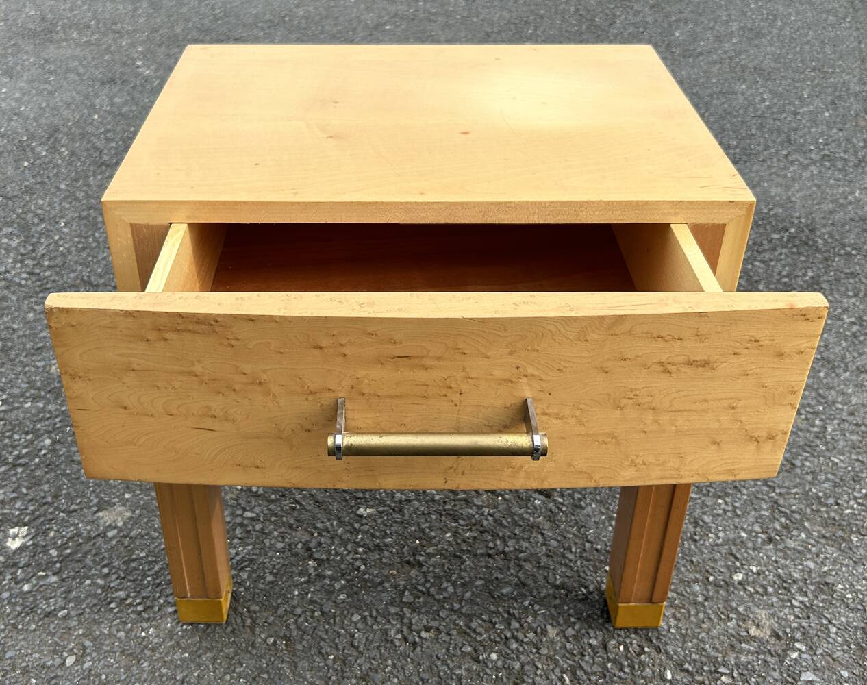 Bedside table, end table, blond wood, 80s