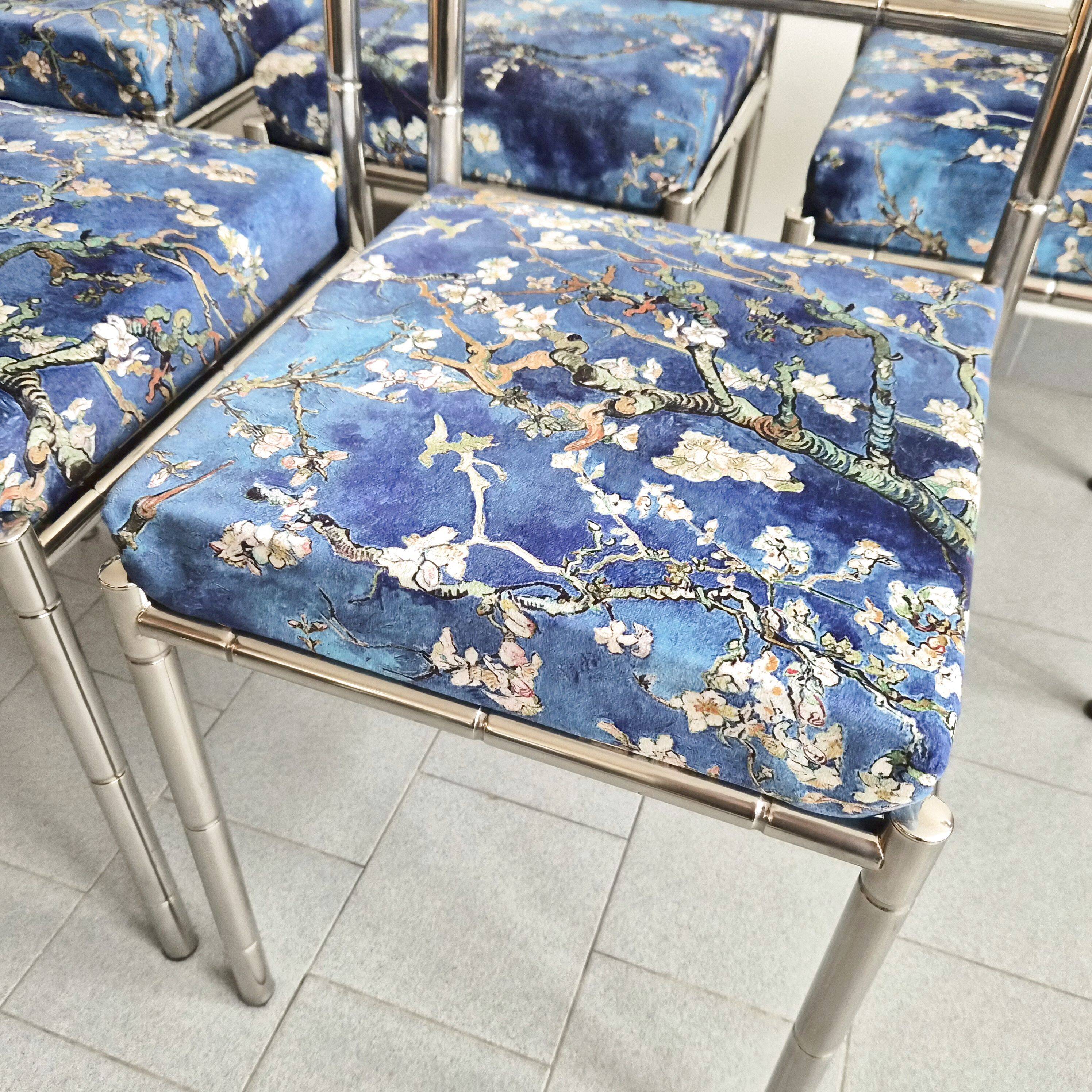 Suite de 5 chaises faux-bambou vintage 1970