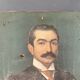 Huile sur toile par L Pacaud portrait homme a moustache 1900 XXeme