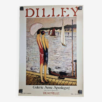 Affiche originale vintage d'après Dilley, années 80, Deauville, 50 x 70 cm