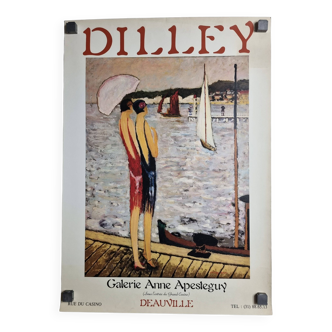 Affiche originale vintage d'après Dilley, années 80, Deauville, 50 x 70 cm