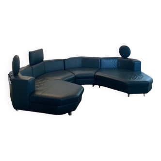 Leather Modular Sofa Set by Rolf Benz 1990s