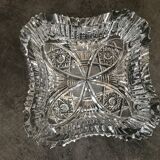 Ashtray crystal cup with patterns of massive square shape 16 cm