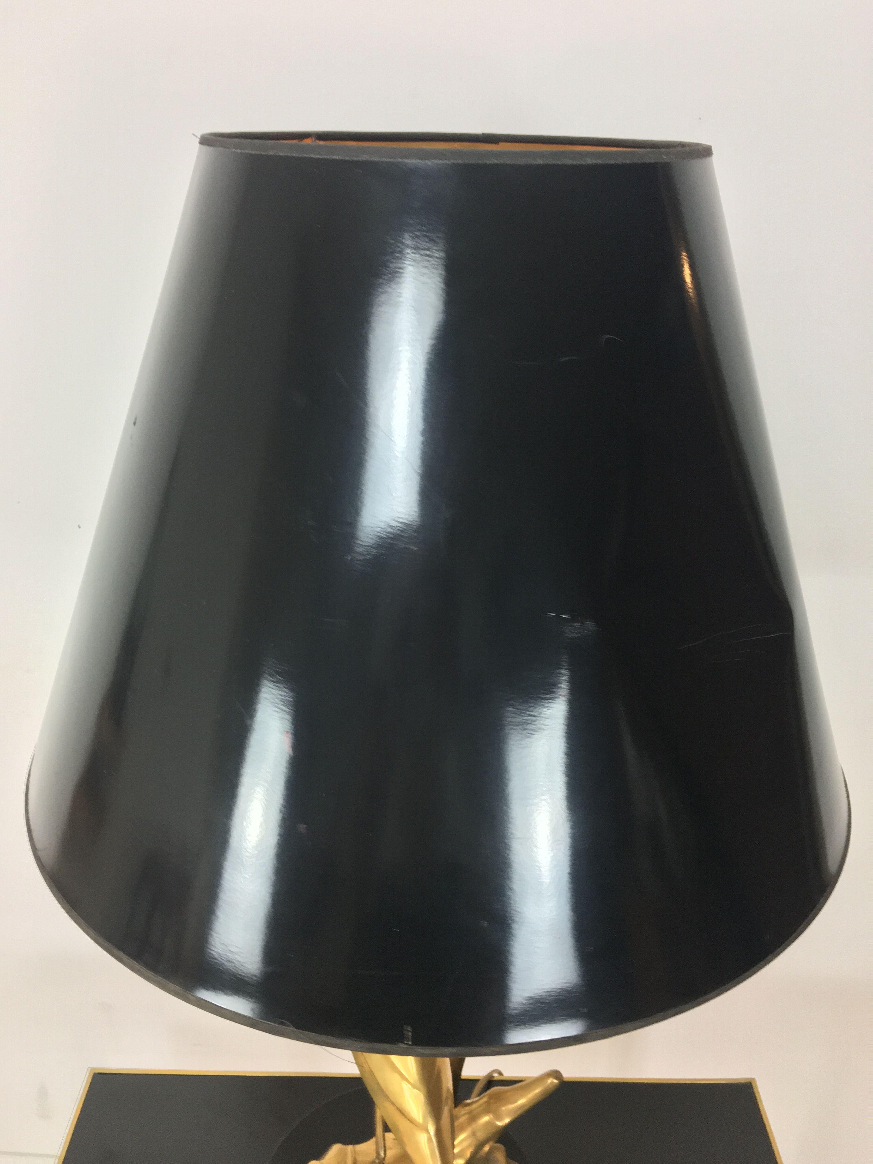 Heron lamp, golden brass animal style