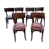 Set of 6 baumann bistro chairs classic years 50 bois fonce