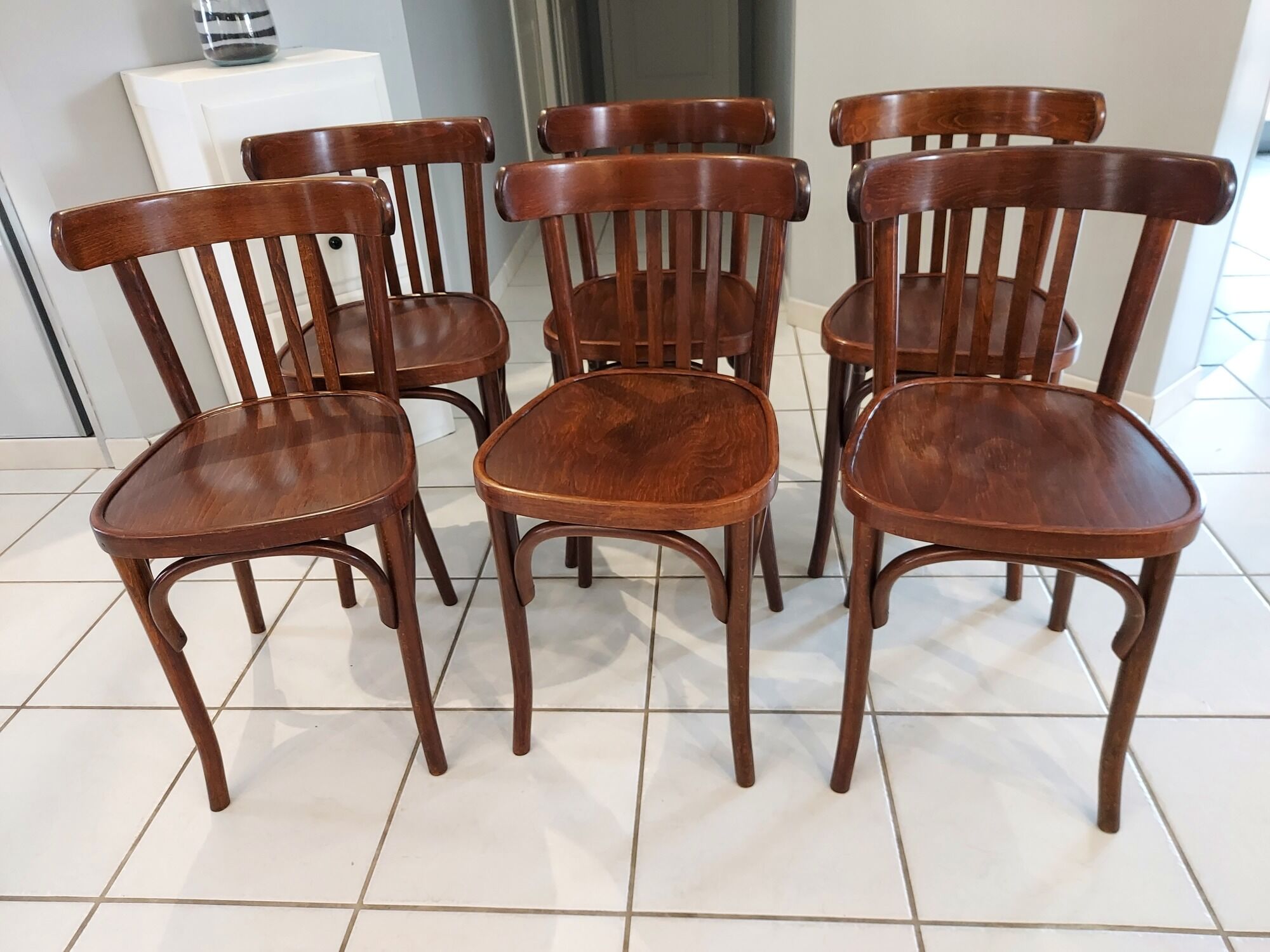 Suite of 6 chairs of Vintage Bistrot 1970s
