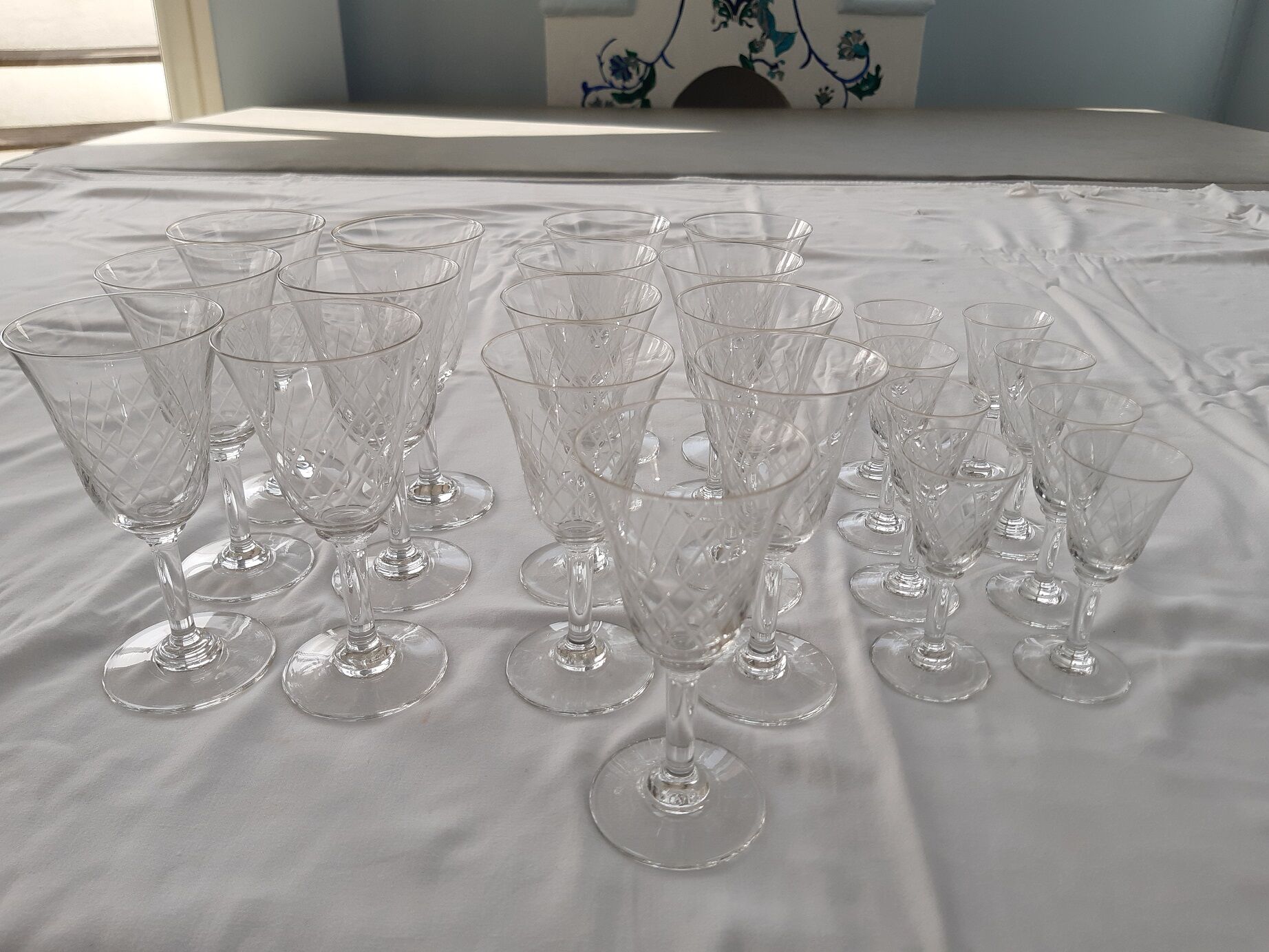 Finely carved antique crystal glasses
