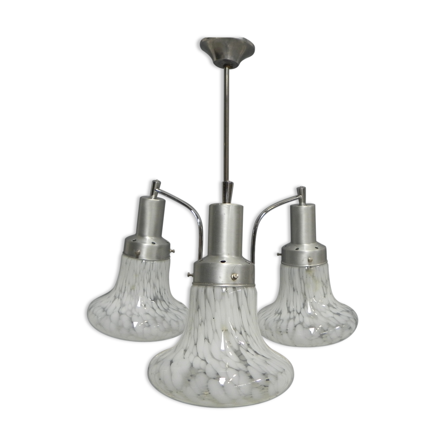 Vintage hanging lamp with 3 cloudy glass shades