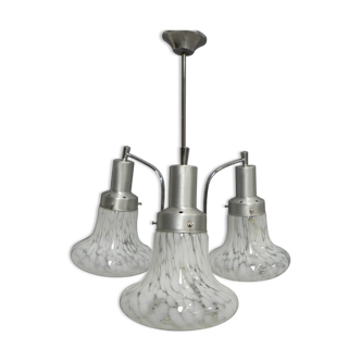 Vintage hanging lamp with 3 cloudy glass shades