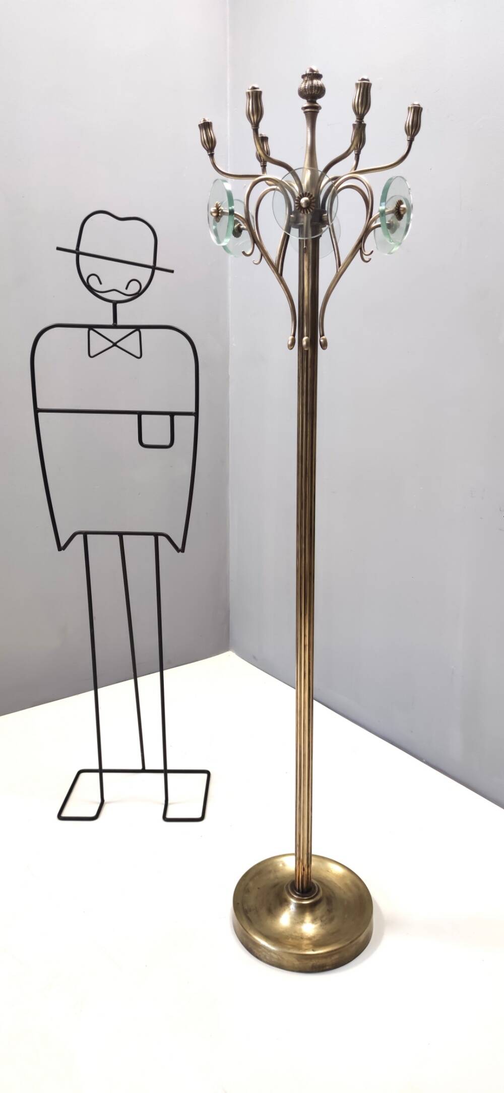 Brass and Glass Revolving Coat Rack, Italy