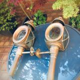 Paire d'anciennes lanternes de fiacre en cuivre vers 1900