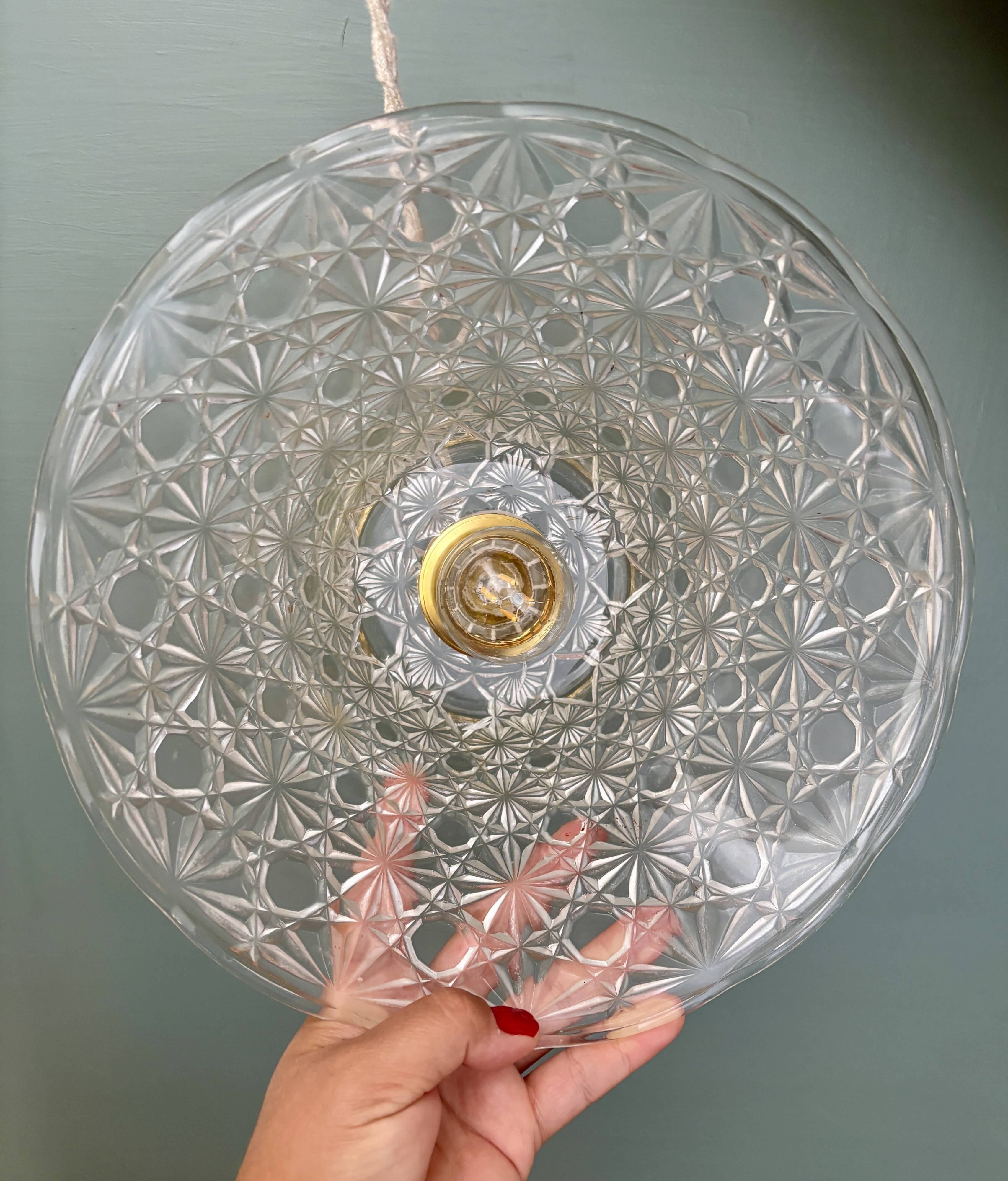 Vintage molded glass lampshade pendant light - tableware collection -
