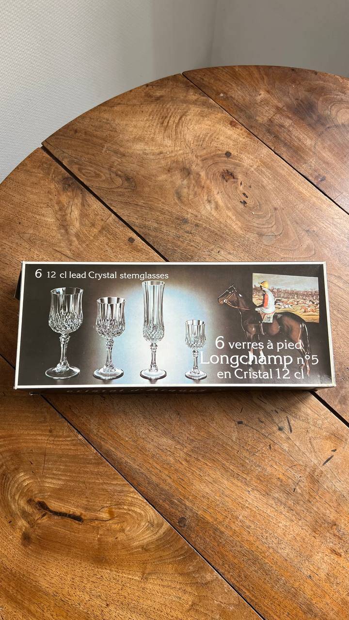 Cristal d’Arques Longchamp – Set de 6 verres à pied n 5 – Vintage 24% PbO