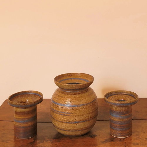 Ensemble céramique vase et bougeoirs Sgrafo