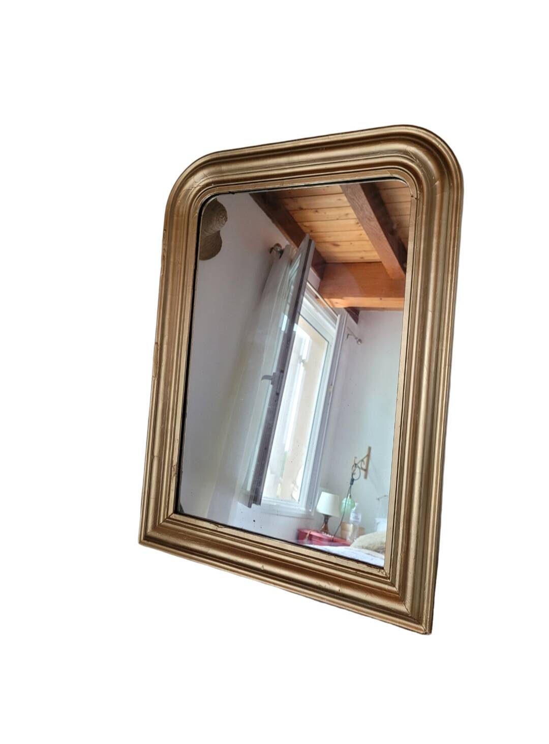 Louis Philippe wooden and gilded stucco mirror