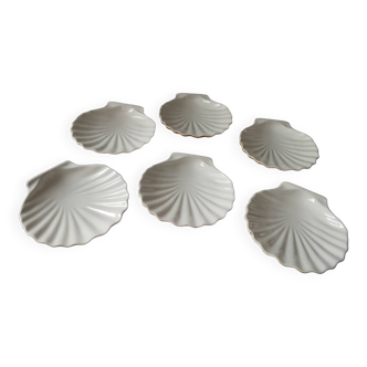 Set of 6 ceramic scallops