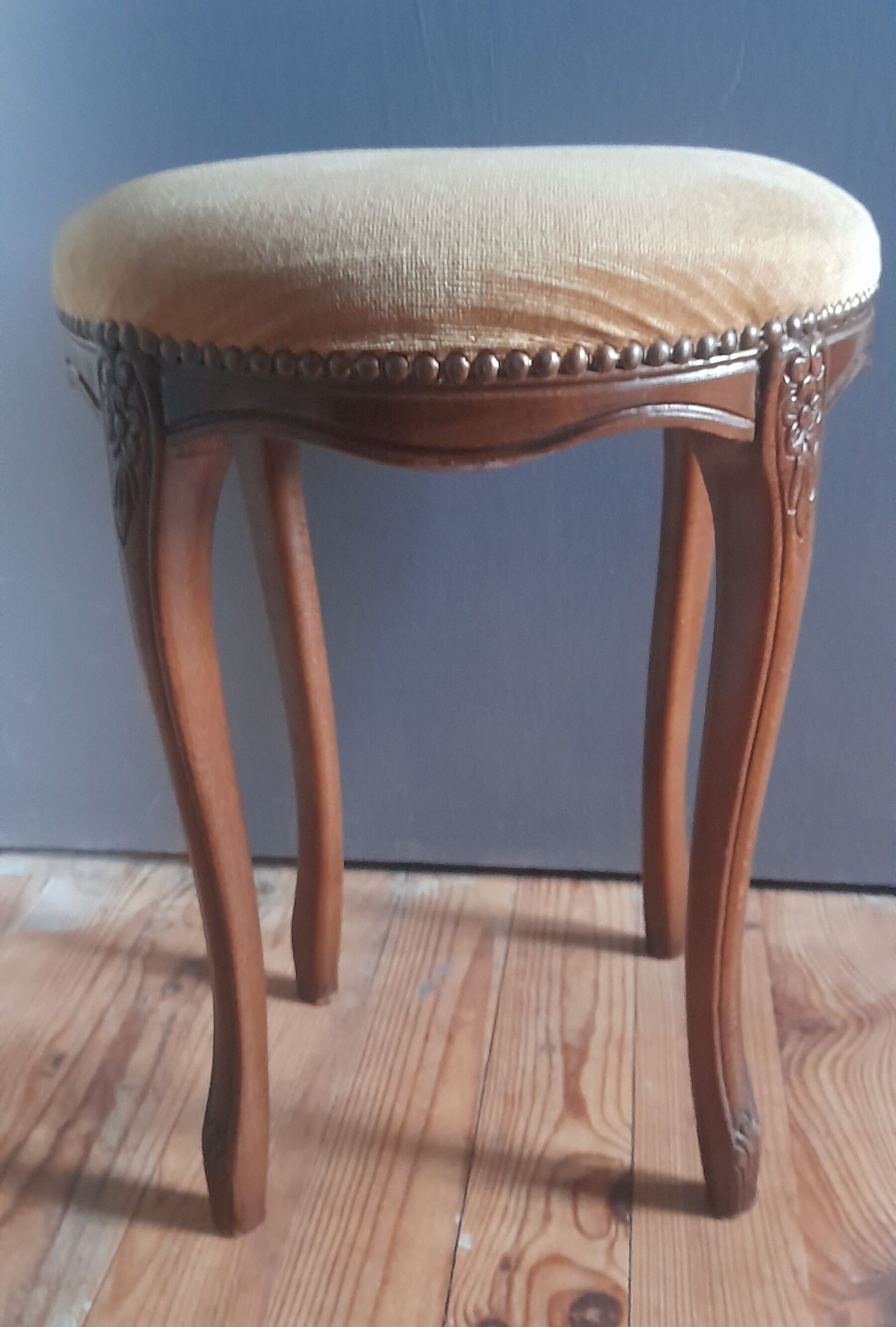 Piano stool / dressing table, Louis XV style, arched base seat velvet