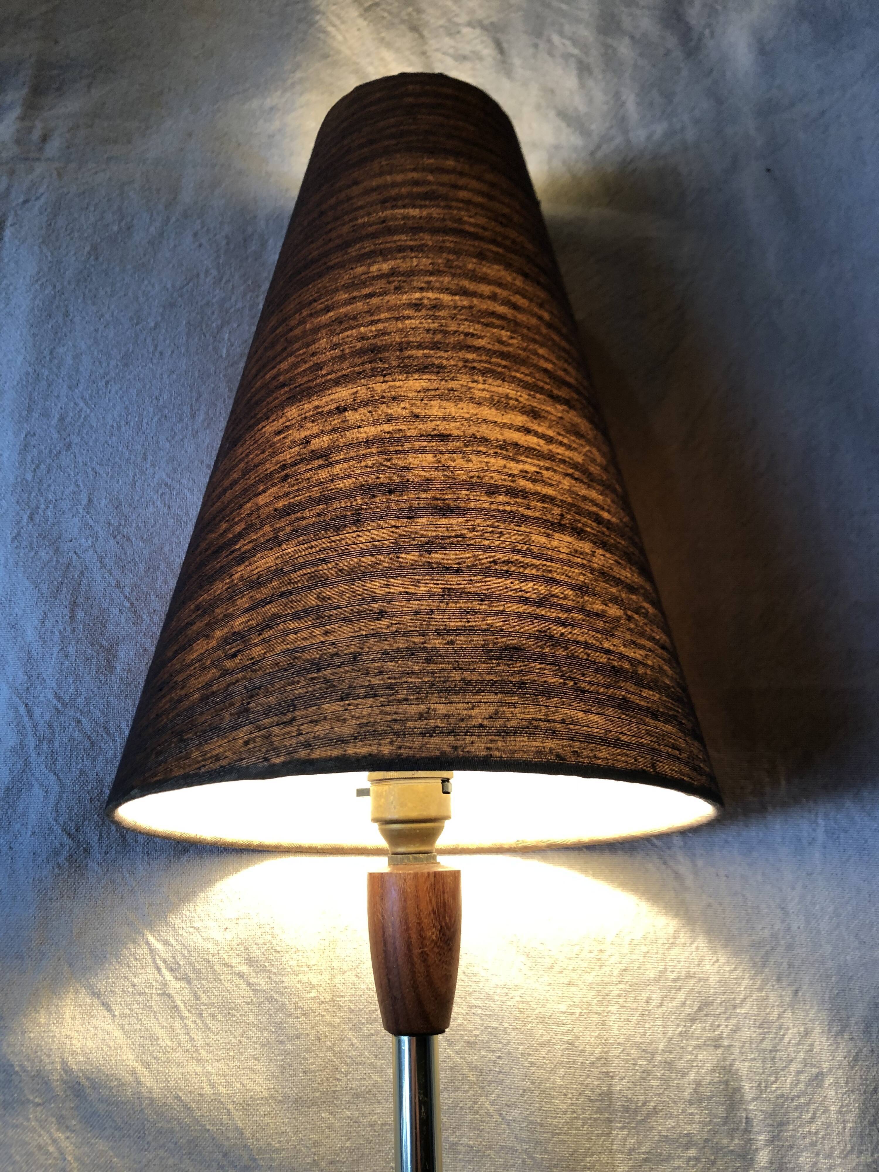 Teak and brass table lamp 60s