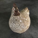 Poule in cracked and enamelled ceramic signed athezza