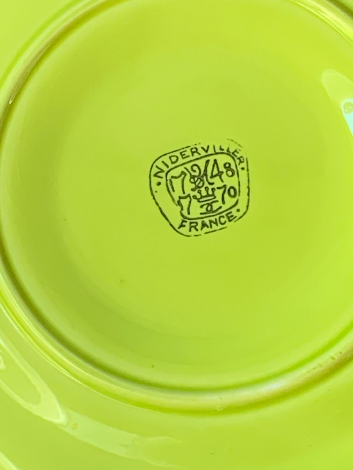 Anise green oyster plates Niderviller 1960