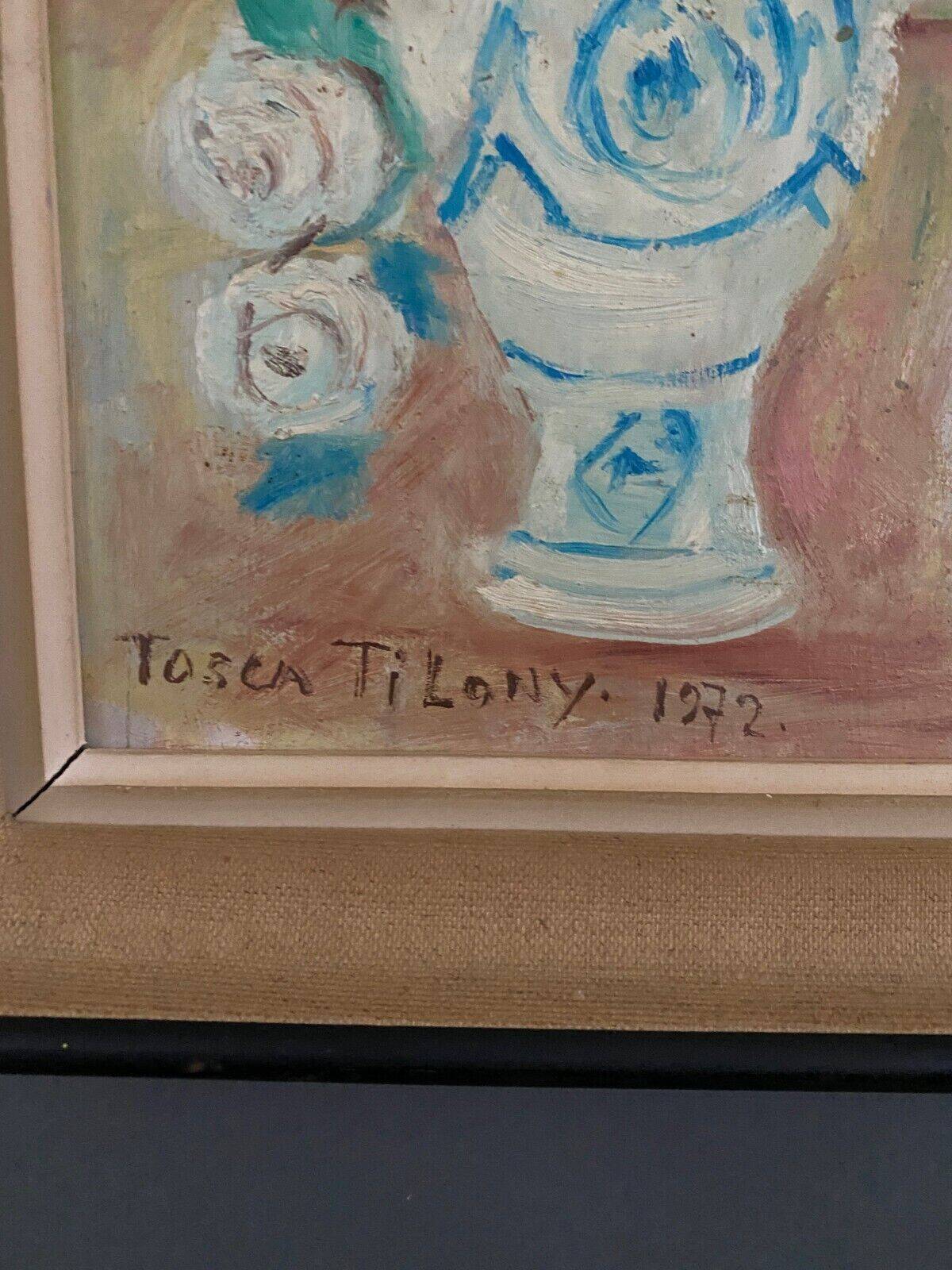 Oil on panel by Tosca Tilony 1972 bouquet of roses still life
