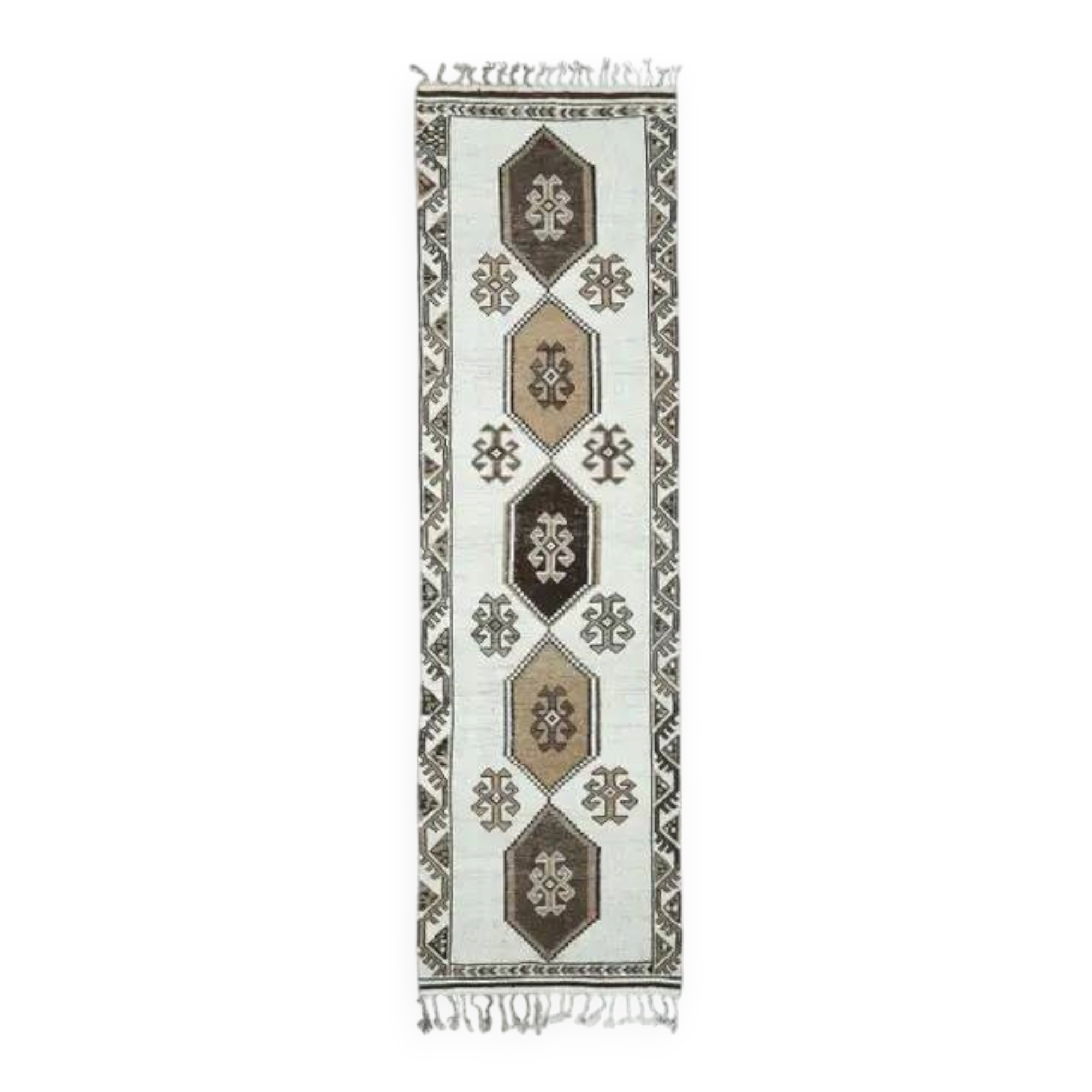 Vintage Turkish Oushak Handmade Wool Runner 100x365