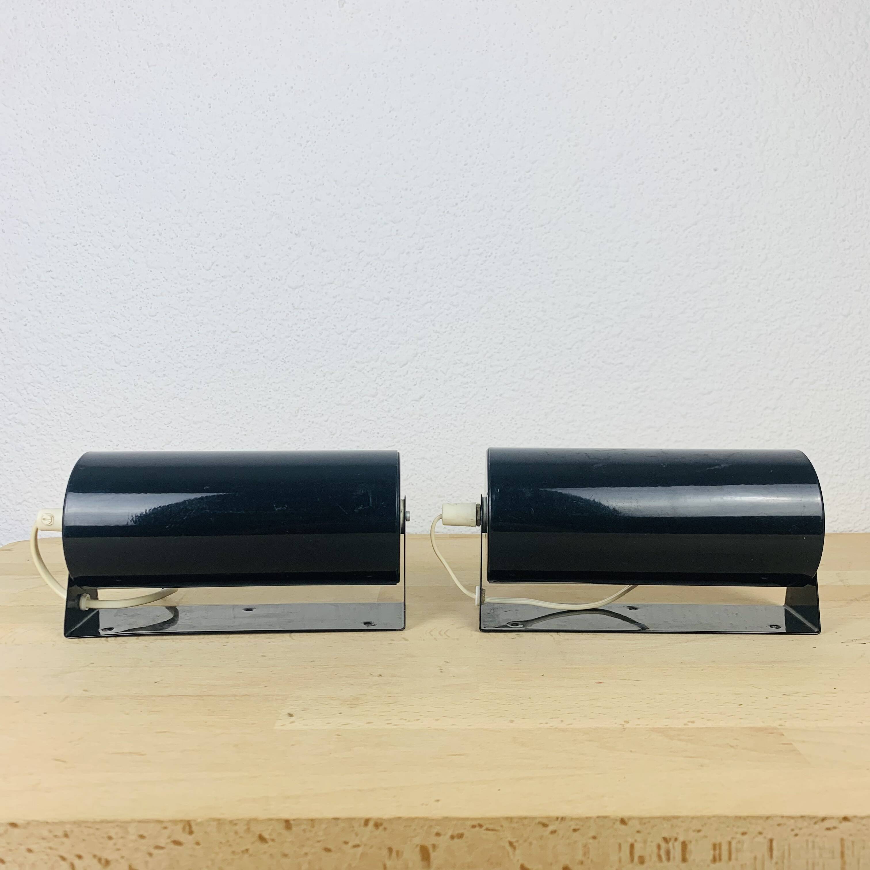 Pair of vintage black Ikea V413 roller wall lights
