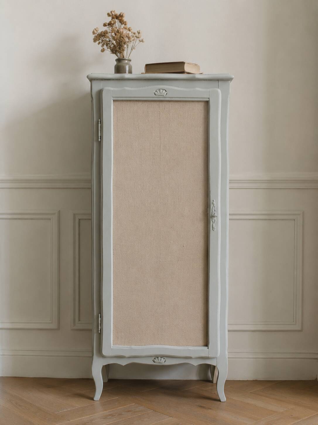 Re-enchanted vintage wardrobe in grey-green.