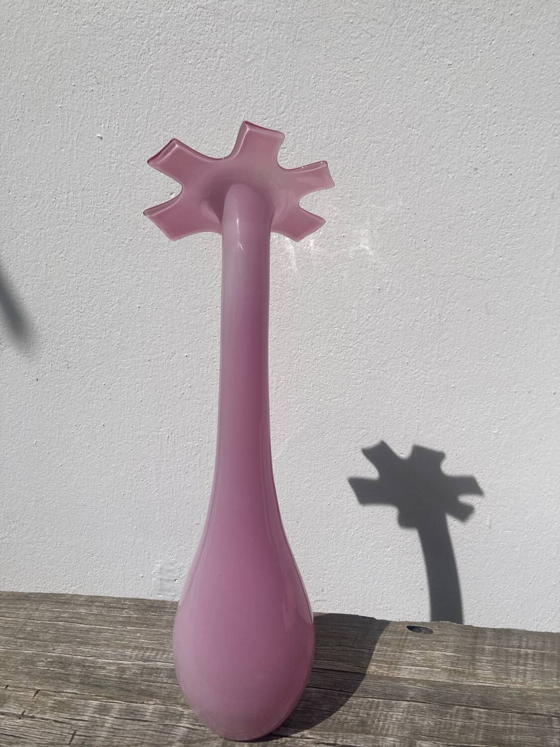 Grand vase fleur opaline rose