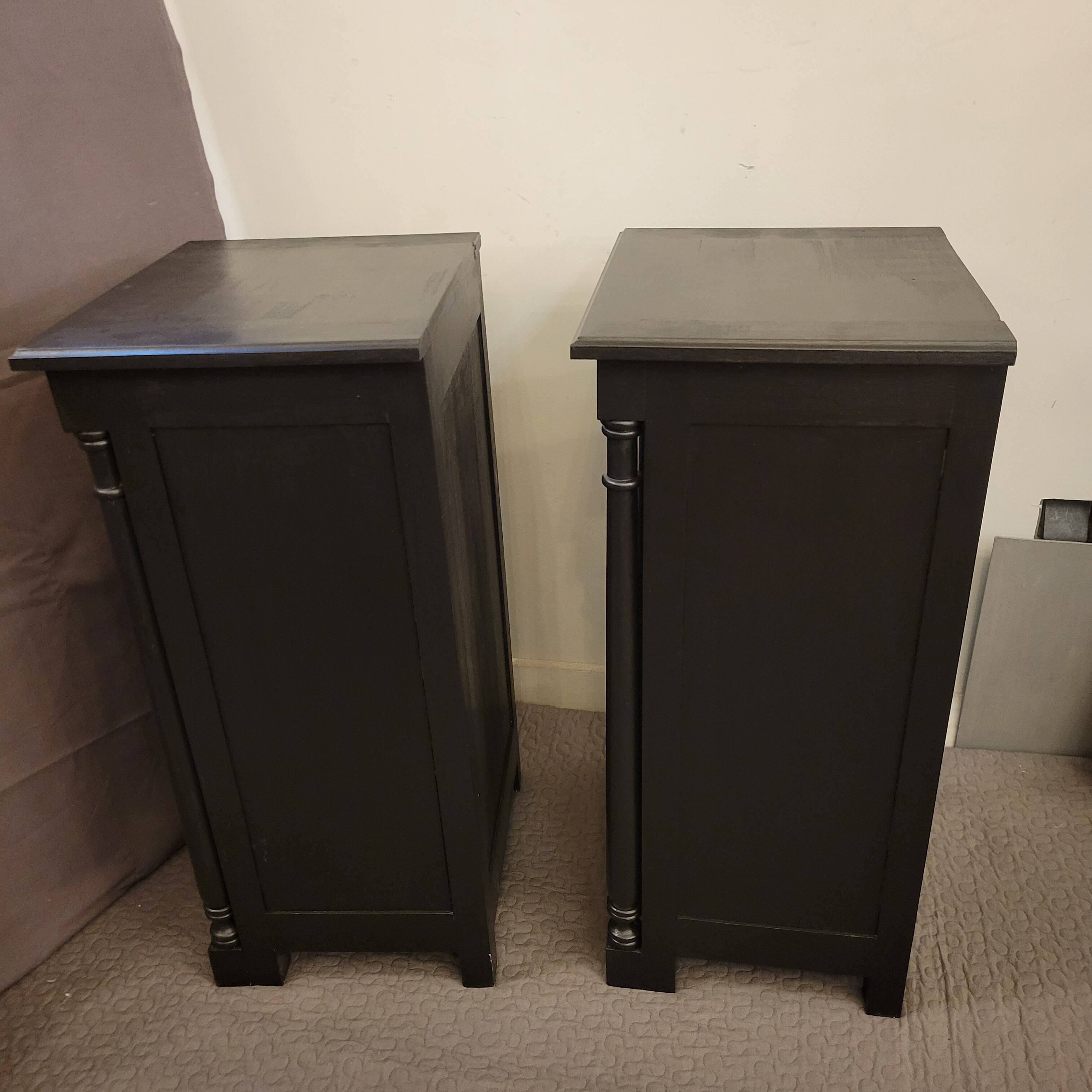 Pair of black patina bedside tables