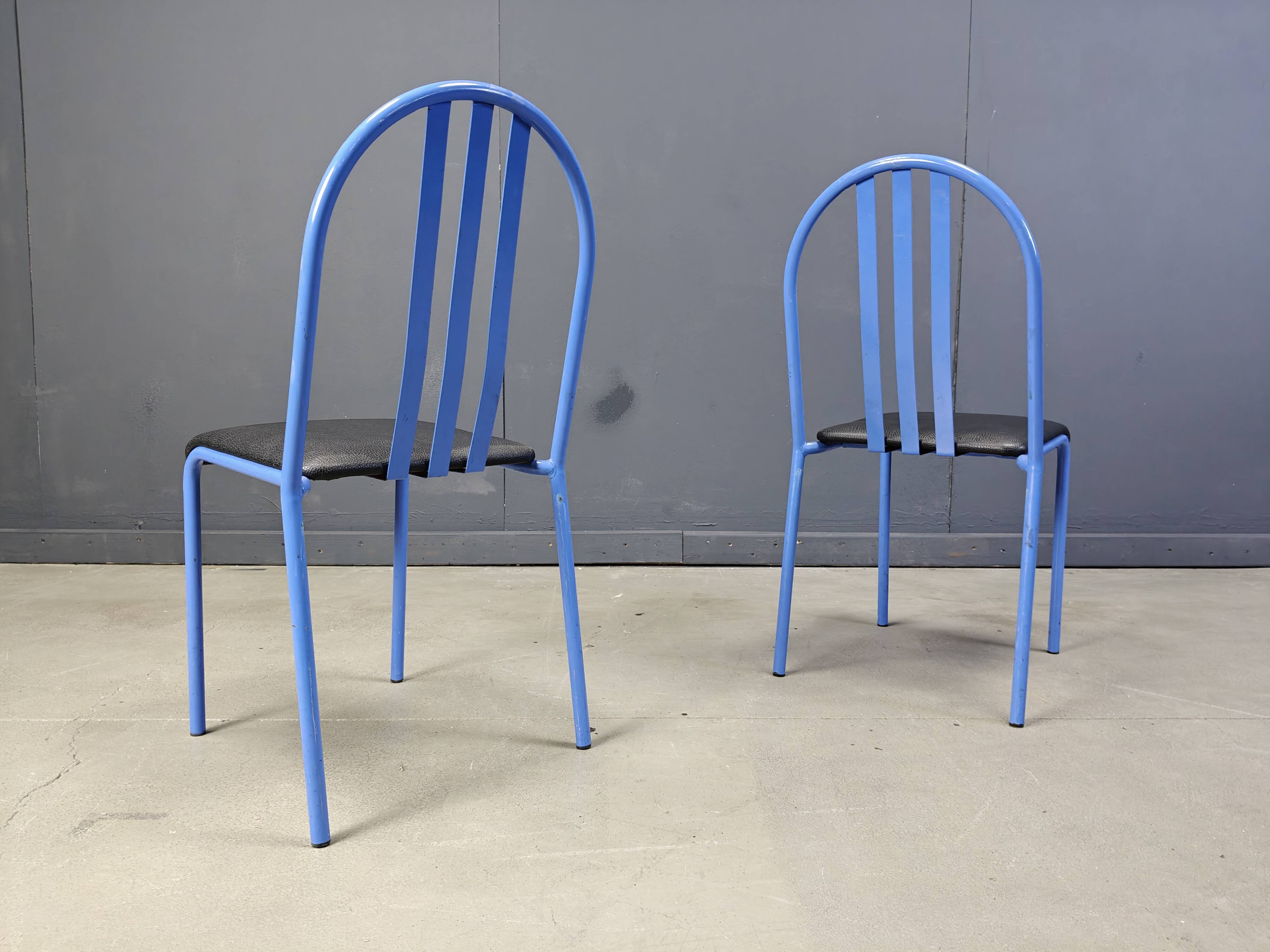 Set of Nr 222 chairs by Robert Mallet-Stevens, 1980s, Set of 7
