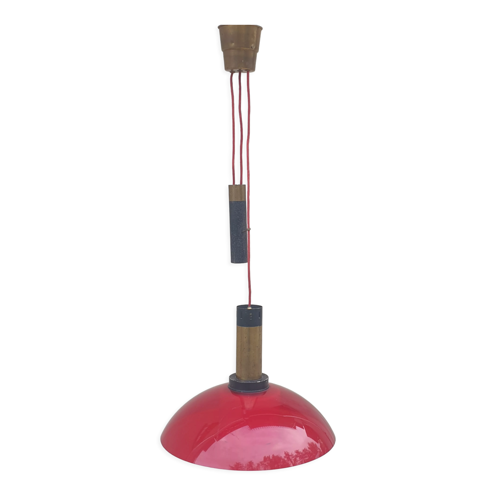 Mid-century chandelier in red acrylic glass from stilux milano