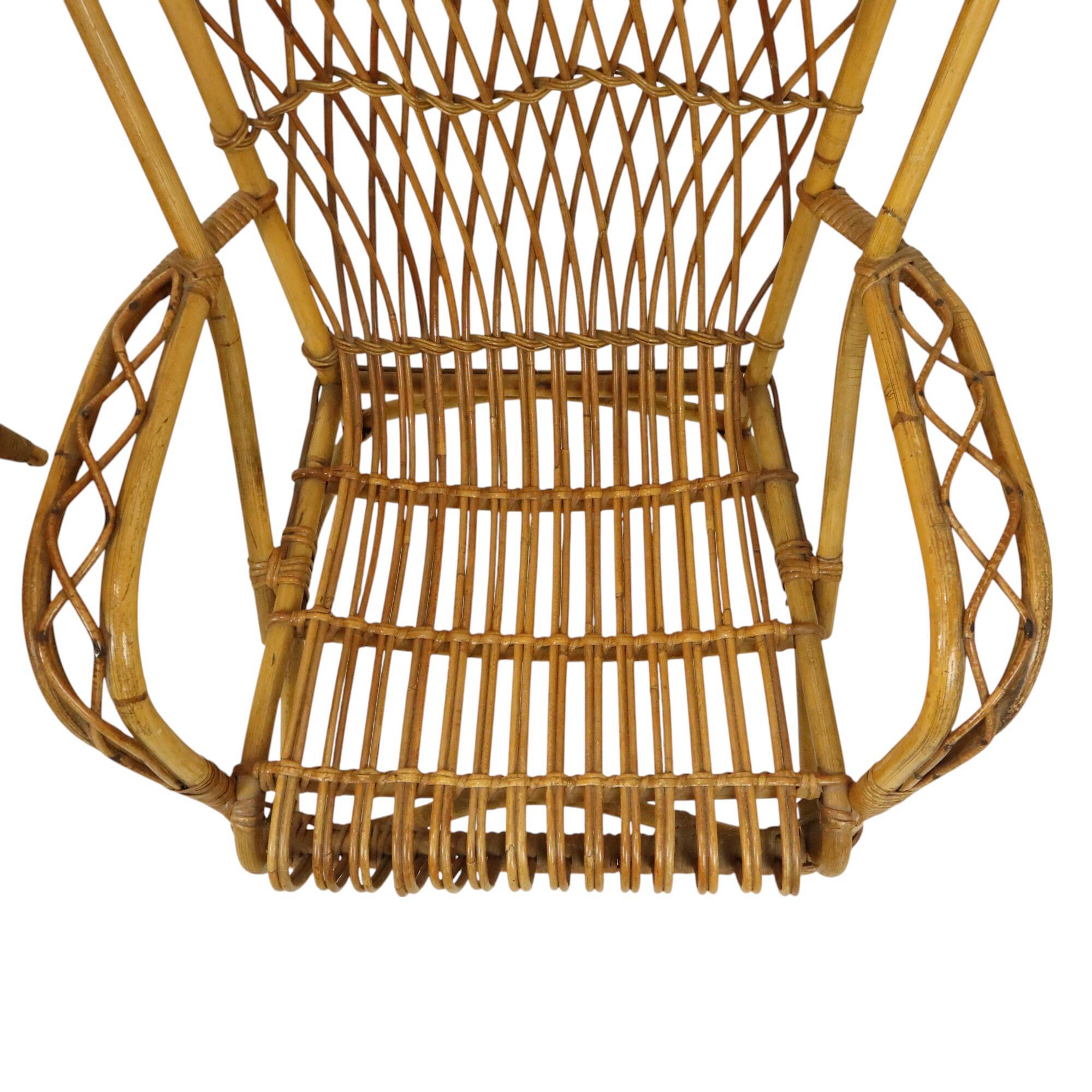 Vintage Set Rattan Chairs Armchairs Table Boho Design Sixties