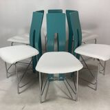 Set of 6 Memphis dining chairs in bouclé, 1980s