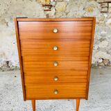 High chest of drawers with 5 drawers, Scandinavian style, circa 60's