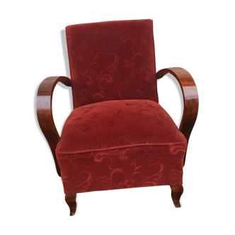 Armchair year 50 wood and burgundy