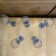 Set of 5 Champagne Flutes BORMIOLI ROCCO Moulded Glass + Vintage Blue Stem